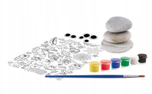 Malowanie naskalne: 3 skały + 6 farb + pędzel + oc 13