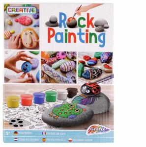 Malowanie naskalne: 3 skały + 6 farb + pędzel + oc 2