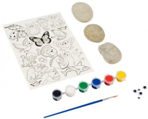 Malowanie naskalne: 3 skały + 6 farb + pędzel + oc 5