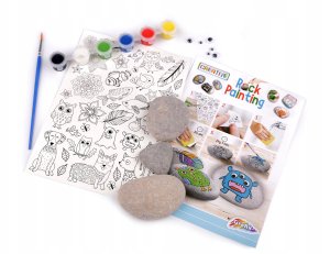 Malowanie naskalne: 3 skały + 6 farb + pędzel + oc 6