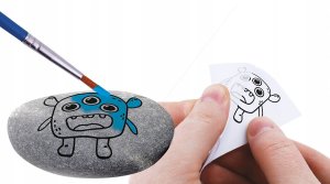 Malowanie naskalne: 3 skały + 6 farb + pędzel + oc 9