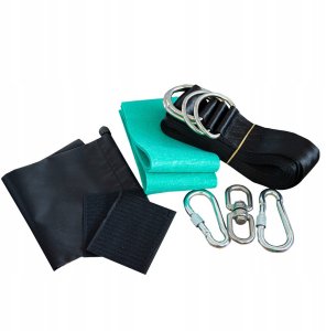 Drewniane Siedzisko Huśtawka na Plac Zabaw 38 cm pasy do zawieszenia zestaw 15