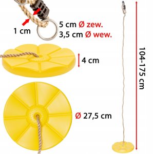 Huśtawka Linowa Siedzisko Kwiatek Żółte 27,5 cm 12