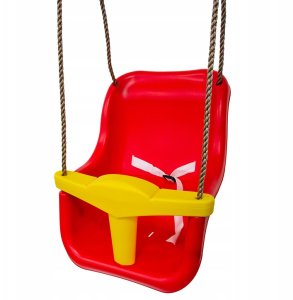 Huśtawka Just Fun Siedzisko Kubełkowe do Huśtawki Czerwone Wysokie Oparcie + pasy 2