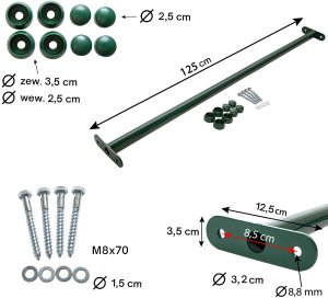 4iQ Group Drążek Metalowy na Plac zabaw Zielony Długi 125 cm do podciągania 11