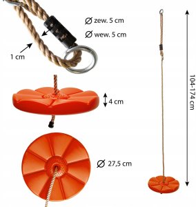 Huśtawka Linowa Ogrodowa Siedzisko Kwiatek Pomarańczowe Obejma Okrągła 14