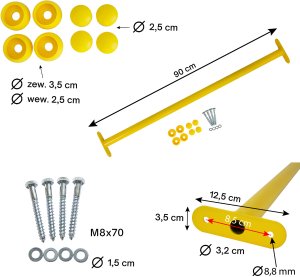 4iQ Group Drążek Metalowy Żółty 90cm Uchwyt do podciągania 13