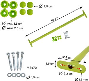 4iQ Group Drążek Metalowy Limonkowy 90cm Uchwyt do podciągania 16