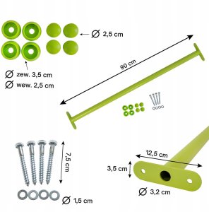Drążek Metalowy Limonkowy 90cm Uchwyt do podciągania 6