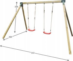 Huśtawka podwójna drewniana Hektor siedziska sosnowa 2