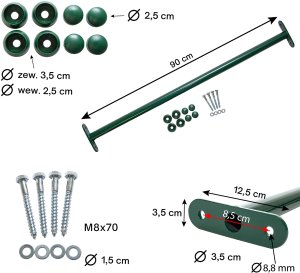 4iQ Group Metalowy Drążek Na Plac Zabaw 90 cm Ciemnozielony 12