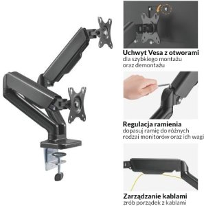 Statyw ramię do monitora 17- 32 podwójny na dwa ekrany Audizio MAD20G czarny one size 8