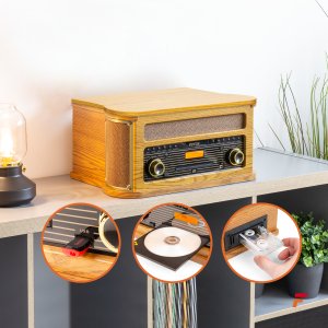 Fenton Gramofon Memphis BT CD kaseta DAB+ FM USB drewno one size 19