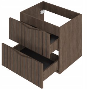 Ryflowana szafka łazienkowa STELLA z regałem i blatem 140 cm DĄB ORZECH 3