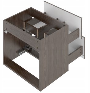 Ryflowana szafka łazienkowa STELLA z regałem i blatem 140 cm DĄB ORZECH 4