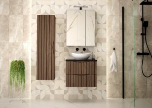 Wysoki słupek łazienkowy STELLA-03 ryflowany front DĄB ORZECH 12