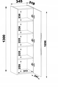 Wysoki słupek łazienkowy STELLA-03 ryflowany front DĄB ORZECH 5