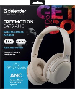 Słuchawki Bluetooth DEFENDER FreeMotion B475 ANC Beżowe 6