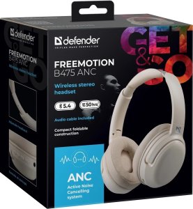 Słuchawki Bluetooth DEFENDER FreeMotion B475 ANC Beżowe 8