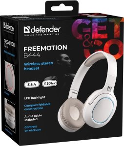 Słuchawki Bluetooth DEFENDER FreeMotion B444 Beżowe LED 6