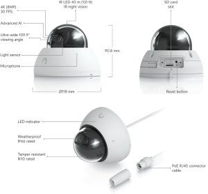 UBNT UVC-AI-Dome-B - AI Dome PoE kamera, 8MP, černá 2