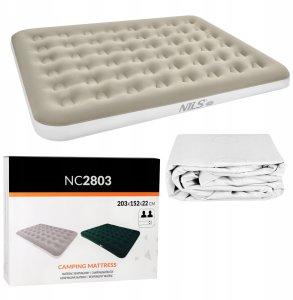 NC2803 MATERAC TURYSTYCZNY DMUCHANY 203X152X22 CM BEŻOWY NILS CAMP 1