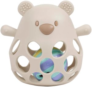 NATTOU Silicone Bear rattle with a ball beige 1