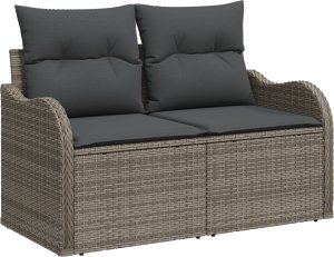 vidaXL Zestaw 8-częściowy sofa ogrodowa z poduszkami szary polirattan 3