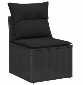 Zestaw Sofy Ogrodowej vidaXL 7 Części z Poduszkami Czarny Polirattan 7