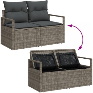 Zestaw 6-częściowy sof ogrodowych z poduszkami szary polirattan 9