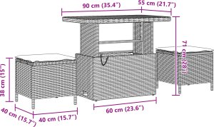Zestaw Sof Ogrodowych vidaXL w 8 Częściach z Poduszkami Rattan Akacja Czarny Poli Rattan 4