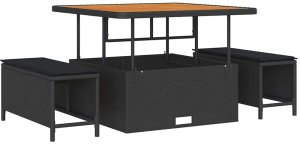 Zestaw 13-elementowy kanap ogrodowych vidaXL z poduszkami Czarny Polirattan Akacja 6