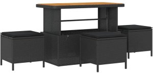 Zestaw sofy ogrodowej vidaXL 14-częściowy z poduszkami czarny polirattan akacja 6