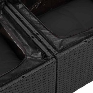 Zestaw sofy ogrodowej vidaXL 14-częściowy z poduszkami czarny polirattan akacja 8
