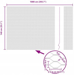 Szary płot heksagonalny 1.4x10 m ze stali 13