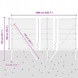 Szare ogrodzenie hexagonalne 1x10 m stalowe 12