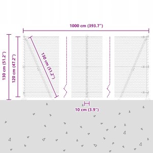 Zielone ogrodzenie heksagonalne 1.2x10 m stalowe 13