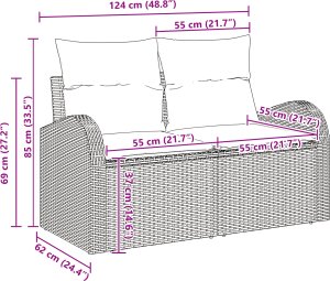 5-częściowy Zestaw Sofy Ogrodowej z Poduszkami Czarny Poli Rattan 3