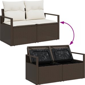 Zestaw 6-częściowy sof ogrodowych z poduszkami Brązowy Polirattan 4