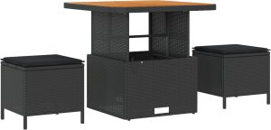 Zestaw Sof Ogrodowych 10-częściowy z Poduszkami Czarny Poli Rattan Akacja 6