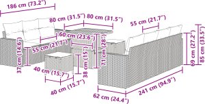 Zestaw Sof Ogrodowych 10-częściowy z Poduszkami Czarny Poli Rattan Akacja 9
