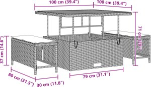 8-częściowy Zestaw Sofy Ogrodowej z Poduszkami Czarny Polirattan Akacja 4
