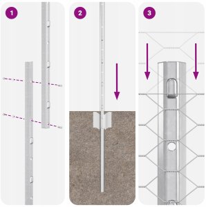Słupki ogrodzeniowe 22 sztuki U-Channel 100 cm stal ocynkowana 10
