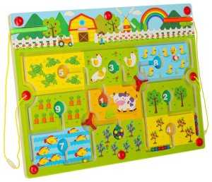 Gra labirynt magnetyczna planszowa drewniana do podróży farma 2 graczy Kik Sp. z o. o. Sp. k. 2