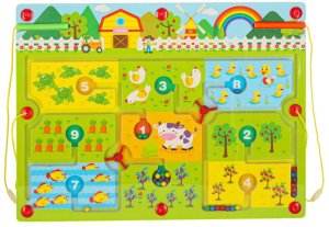 Gra labirynt magnetyczna planszowa drewniana do podróży farma 2 graczy Kik Sp. z o. o. Sp. k. 3