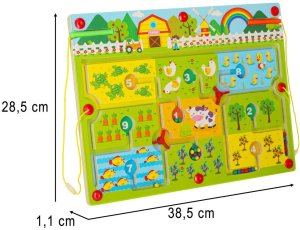 Gra labirynt magnetyczna planszowa drewniana do podróży farma 2 graczy Kik Sp. z o. o. Sp. k. 8