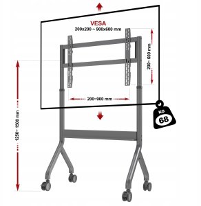 Cabletech P150 - Elektryczny wózek TV mobilny stojak do telewizorów LCD LED 50"-90" VESA 5