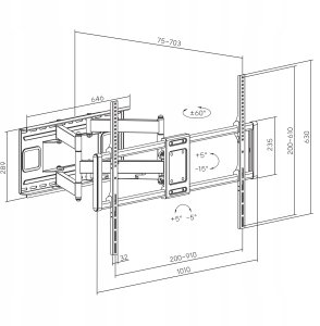 Fiber Novelty MEGA-120 Super mocny obrotowy uchwyt do ciężkich i dużych telewizorów LCD LED 55"-120" 10