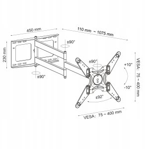 Fiber Novelty Longo 100 - Bardzo długi obrotowy uchwyt do telewizorów LCD 26" - 55" PIVOT 8