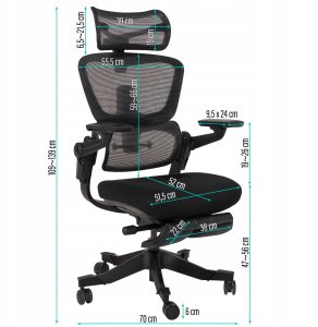 Nario-500 Niezwykle ergonomiczny fotel biurowy z podnóżkiem i pełną regulacją 2